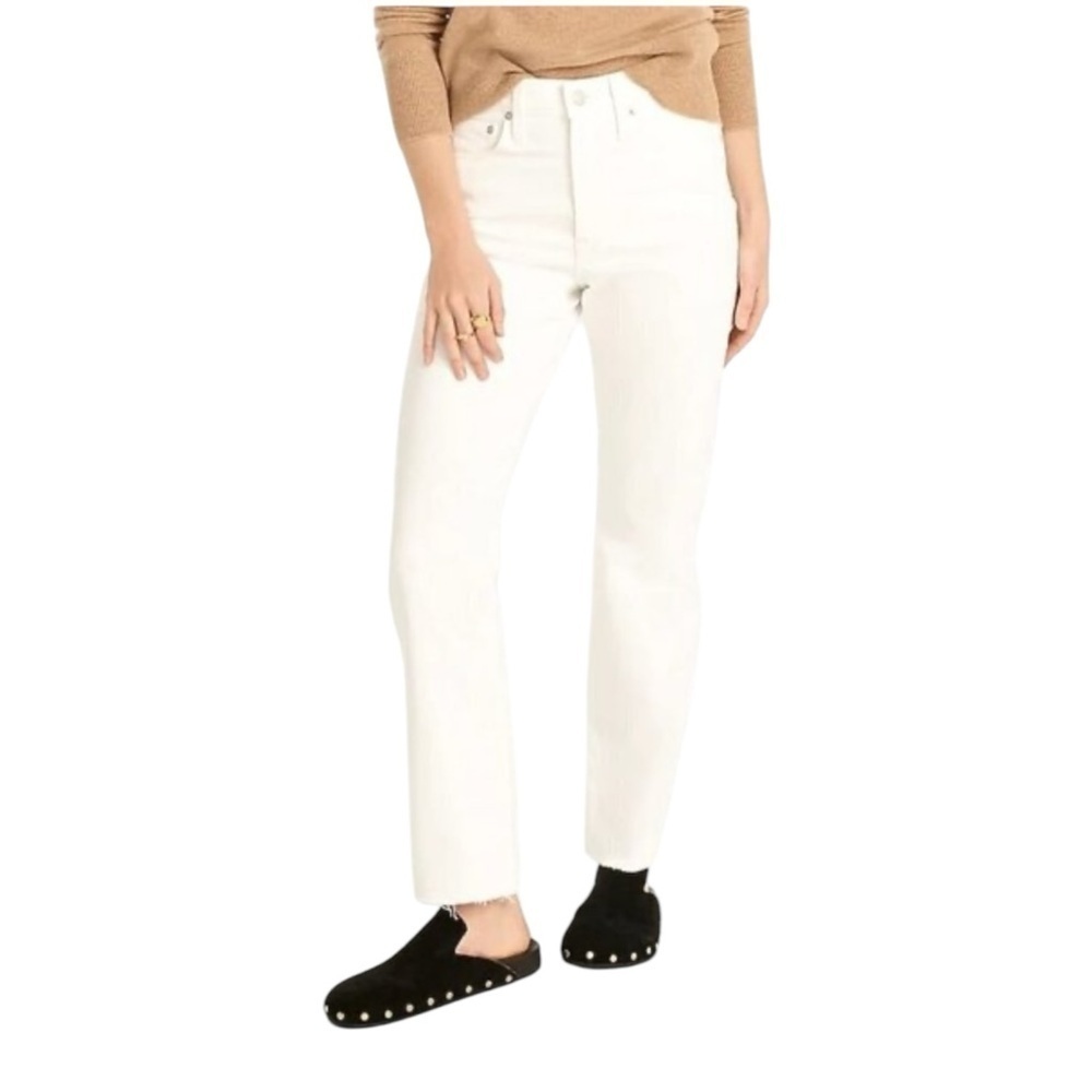 J Crew White Slim Boyfriend Jeans Womens Size 32 Raw Hem